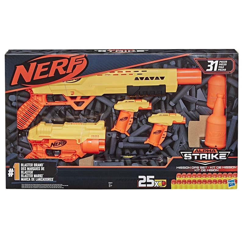 Nerf 31-Piece Alpha Strike Mission Ops Set Includes 4 Blasters, 2 Half-Targets, and 25 Official Elite Darts -- for Kids, Teens, Adults