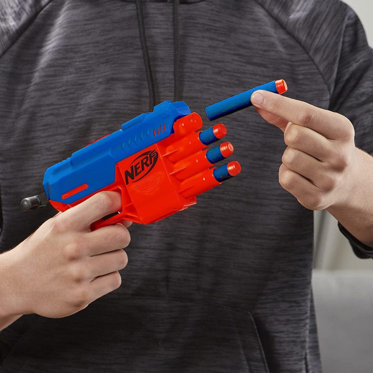 Nerf Alpha Strike Fang QS-4 Blaster ,4-Dart Blasting Fire 4 Darts in a Row ,10 Official Nerf Elite Darts Easy Load-Prime-Fire