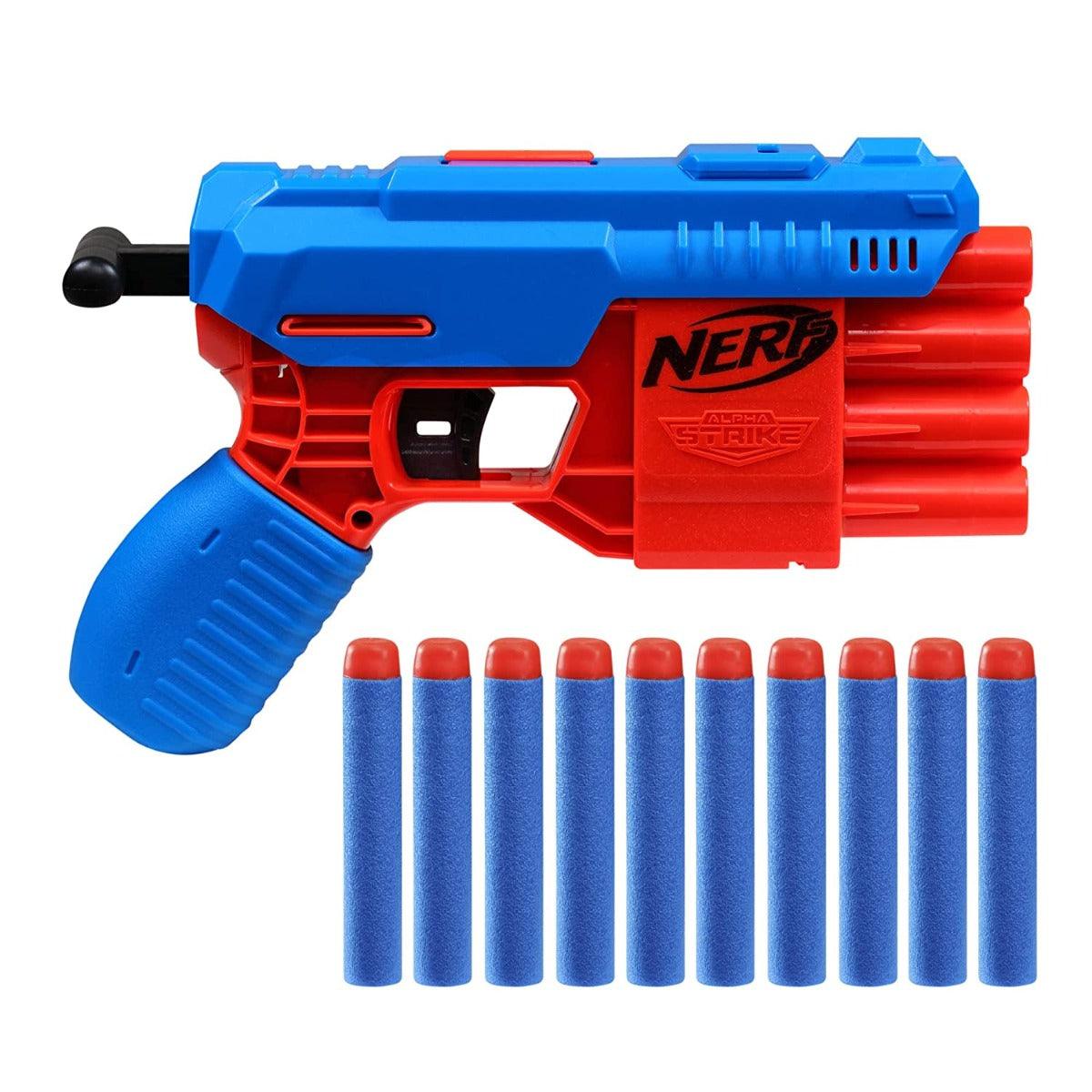 Nerf Alpha Strike Fang QS-4 Blaster ,4-Dart Blasting Fire 4 Darts in a Row ,10 Official Nerf Elite Darts Easy Load-Prime-Fire