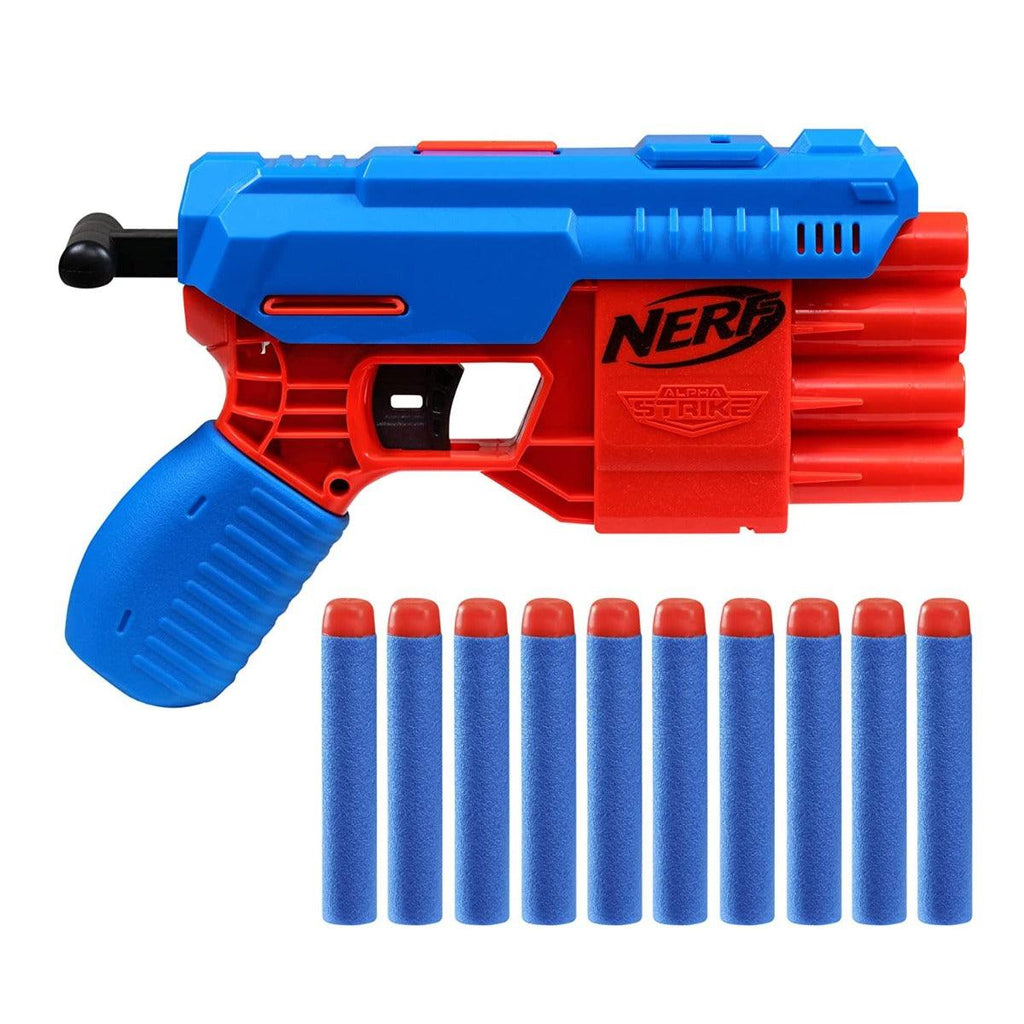 Nerf Alpha Strike Fang QS-4 Blaster, 4-Dart Blasting Fire 4 Darts in a Row, 10 Official Nerf Elite Darts Easy Load-Prime-Fire
