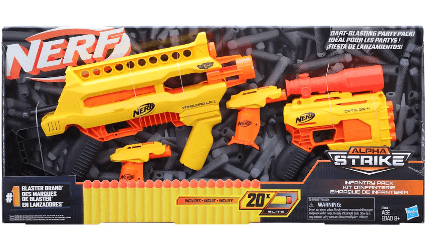 Nerf Alpha Strike Infantry Pack, 24-Piece Set Includes 4 Blasters and 20 Official Elite Darts, for Kids, Teens, Adults, Multicolor