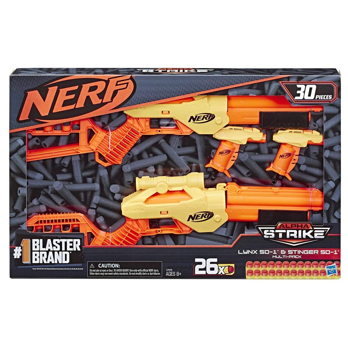 Nerf Alpha Strike Lynx SD-1 and Stinger SD-1 Multi-Pack - Includes 4 Blasters and 26 Official Nerf Elite Darts -- For Kids, Teens, Adults