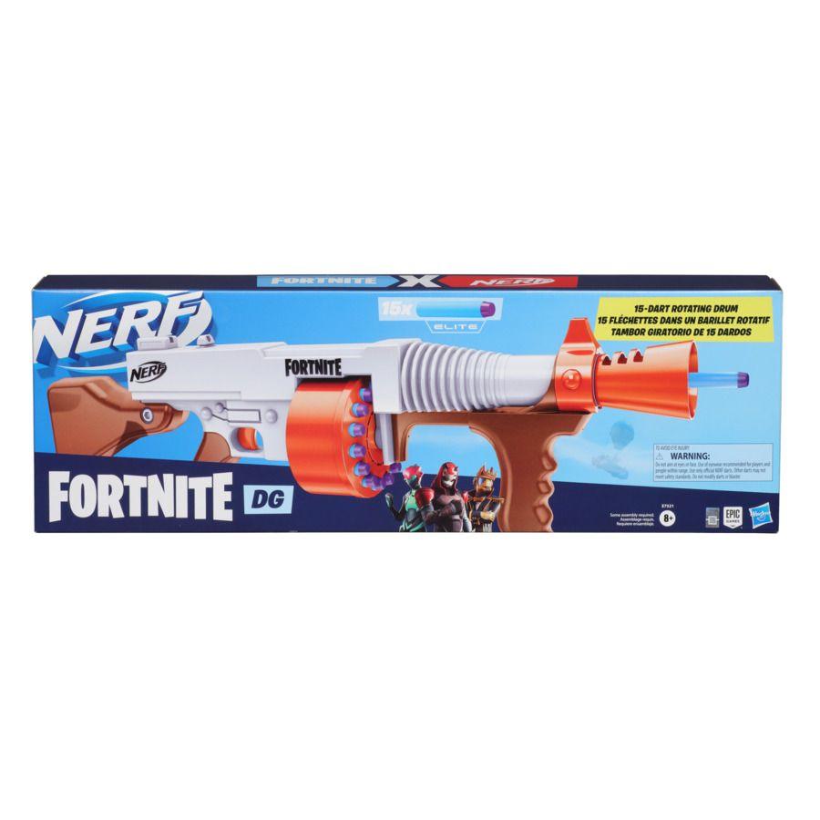 Nerf Fortnite DG Dart Blaster, 15-Dart Rotating Drum, Pump Action, 15 Official Nerf Darts, Inspired by Blaster Used in Fortnite Video Game
