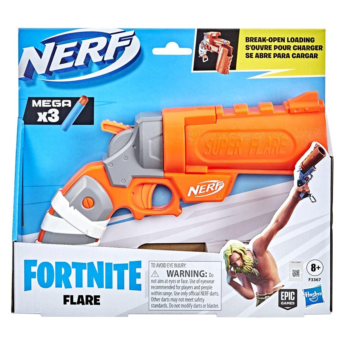 Nerf Fortnite Flare Dart Blaster, Break-Open Dart Loading, Includes 3 Mega Dart