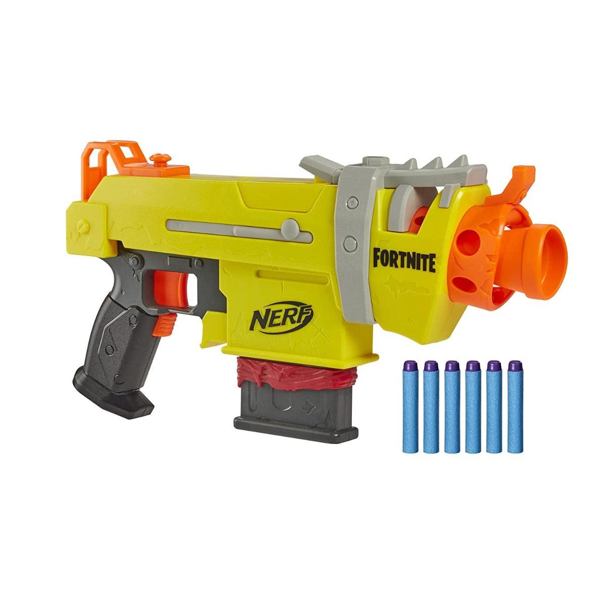 Nerf Fortnite SMG-L Motorised Dart Blaster ‚Äö√Ñ√¨ Includes 3 Targets ‚Äö√Ñ√¨ Comes with 6-Dart Clip and 6 Official Nerf Elite Darts