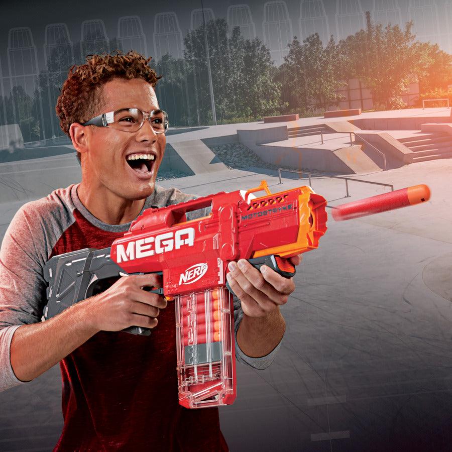 Nerf Mega Motostryke Motorized 10-Dart Blaster, Includes 10 Darts & 10-Dart Clip, for Kids, Teens, Adults