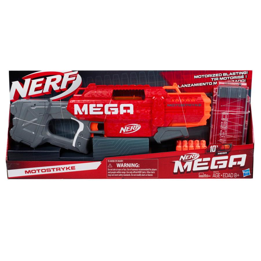 Nerf Mega Motostryke Motorized 10-Dart Blaster, Includes 10 Darts & 10-Dart Clip, for Kids, Teens, Adults