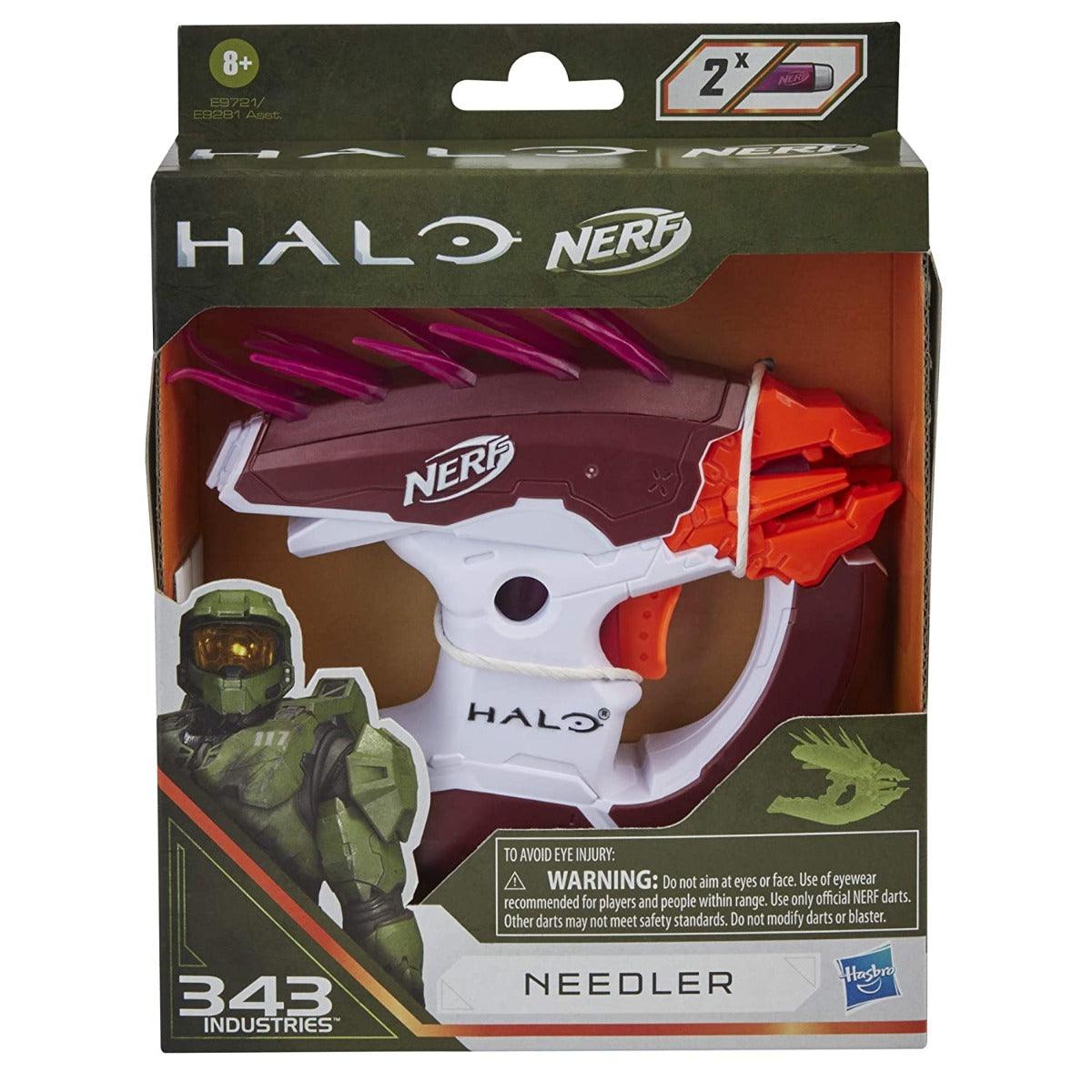 Nerf MicroShots Halo Needler,Mini Dart-Firing Blaster and 2 Nerf Darts ,Collectible Blaster for Halo Video Game Fans and Nerf Battlers