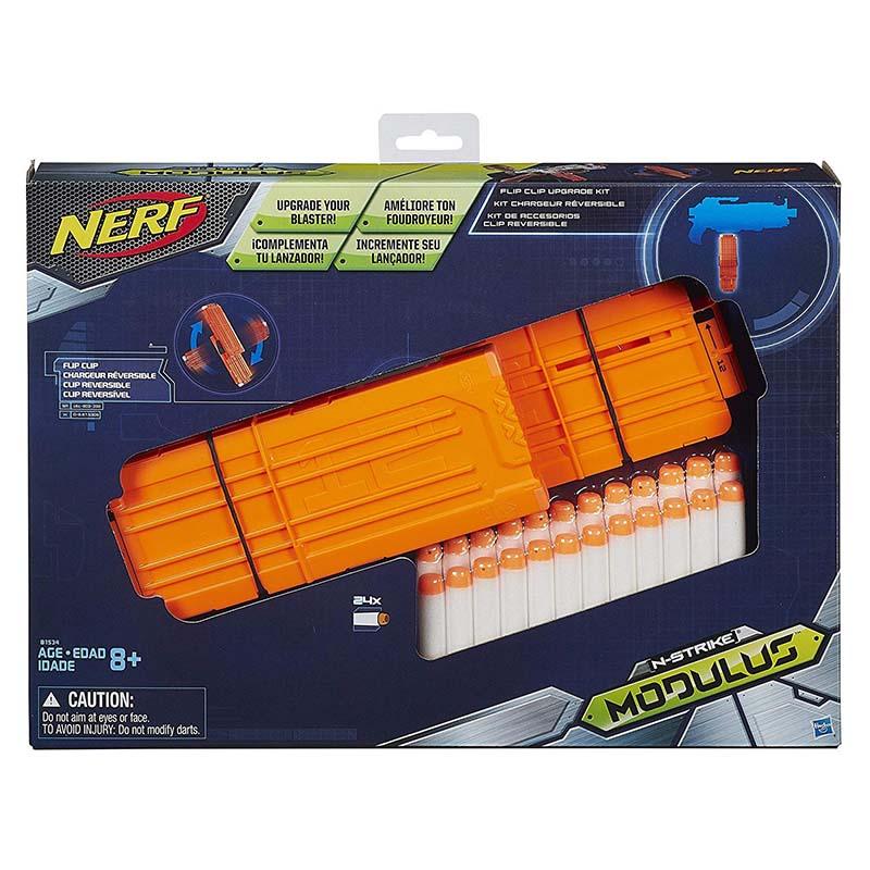 Nerf Modulus Flip Clip Upgrade Kit - Includes 24-Dart Clip That Separates Into Two 12-Dart Clips - Comes with 24 Official Nerf Elite Darts