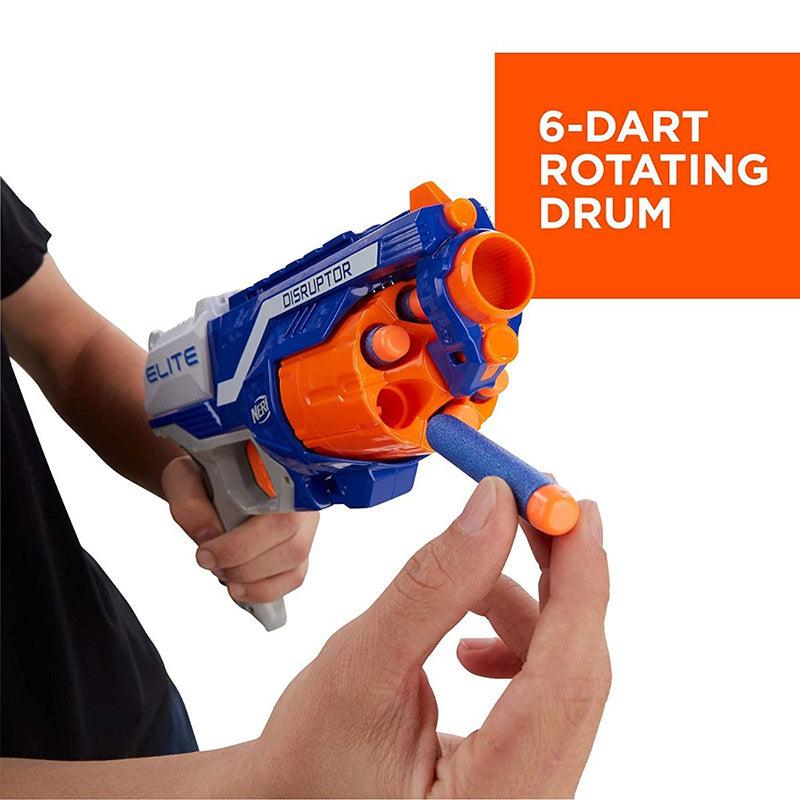 Nerf N-Strike Elite Disruptor Toy Blaster 6-Dart Rotating Drum, Slam Fire, Includes 6 Official Nerf Elite Darts, Toys for Kids, Teens, Adults
