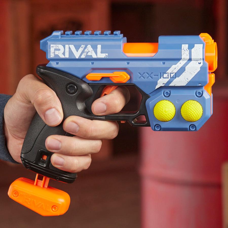 Nerf Rival Knockout XX-100 Blaster -Team Blue, Round Storage, 85 FPS Velocity, Breech Load -- Includes 2 Official Nerf Rival Rounds