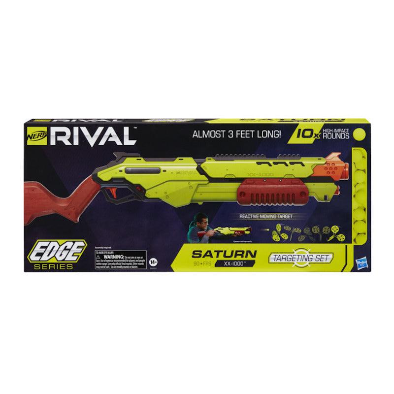 Nerf Rival Saturn XX-1000 Edge Series Targeting Set -- Pump-Action Blaster, Reactive Moving Target, 10 Rounds, 90 FPS
