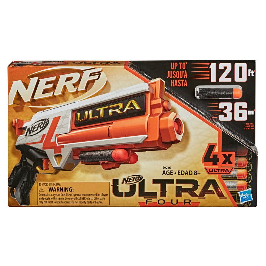 Nerf Ultra Four Dart Blaster, 4 Ultra Darts, Single-Shot Blasting, 2-Dart Storage, Compatible Only with Ultra Darts