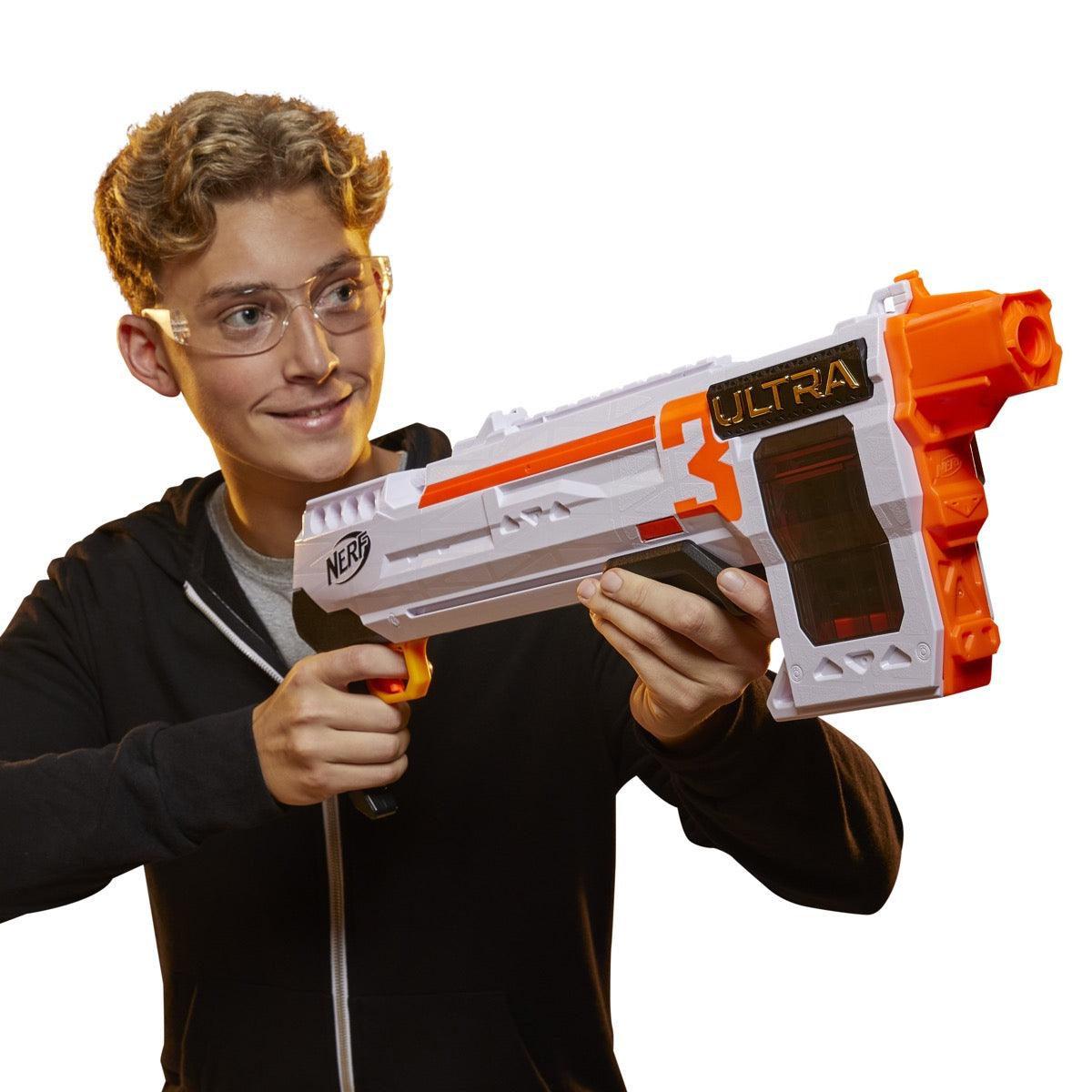 Nerf Ultra Three Blaster, Pump-Action, 8-Dart Internal Clip, 8 Darts, Compatible Only with Ultra Darts