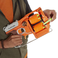 Nerf Zombie Strike FlipFury Blaster 2 Flipping 6-Dart Drums ,12 Nerf Zombie Strike Elite Darts
