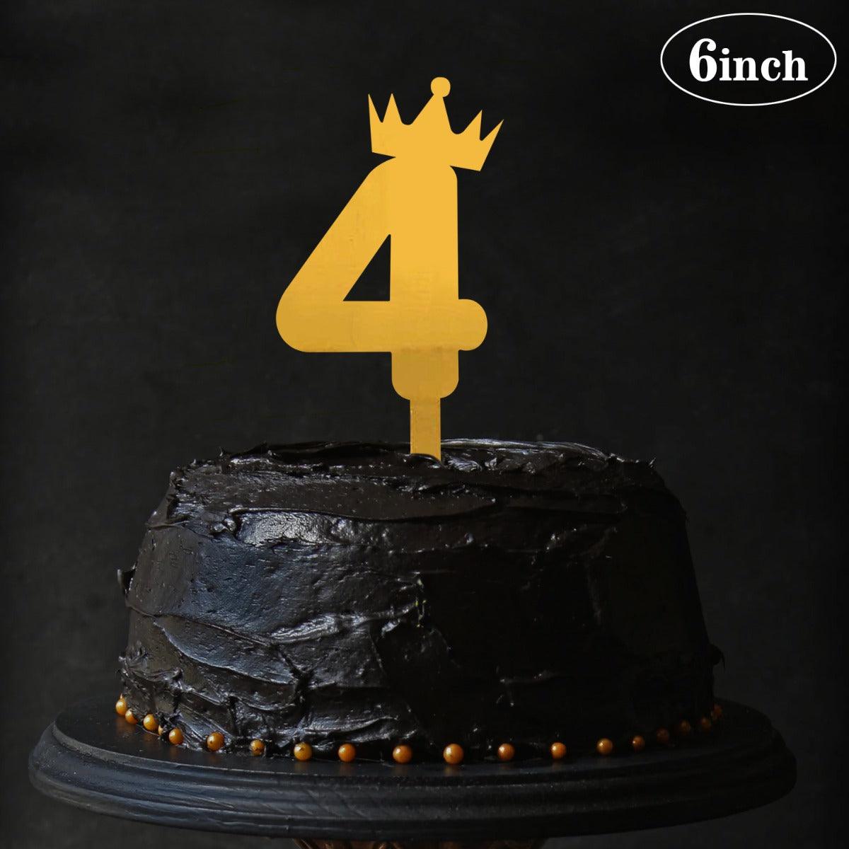 PartyCorp Gold Acrylic Number Four Digit 6 Inch Cake Topper, 1 Piece
