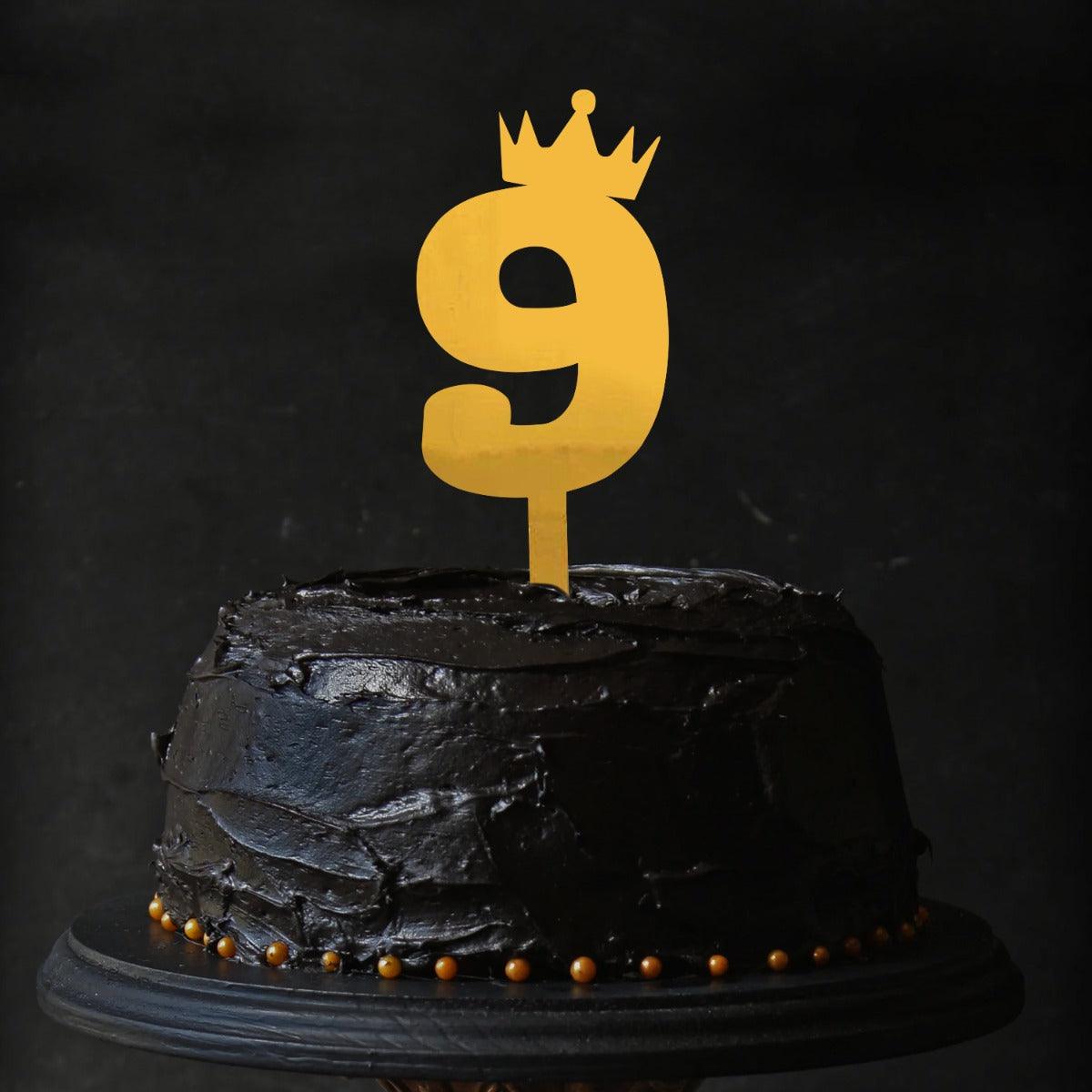 PartyCorp Gold Acrylic Number Nine Digit 4 Inch Cake Topper,1 Piece