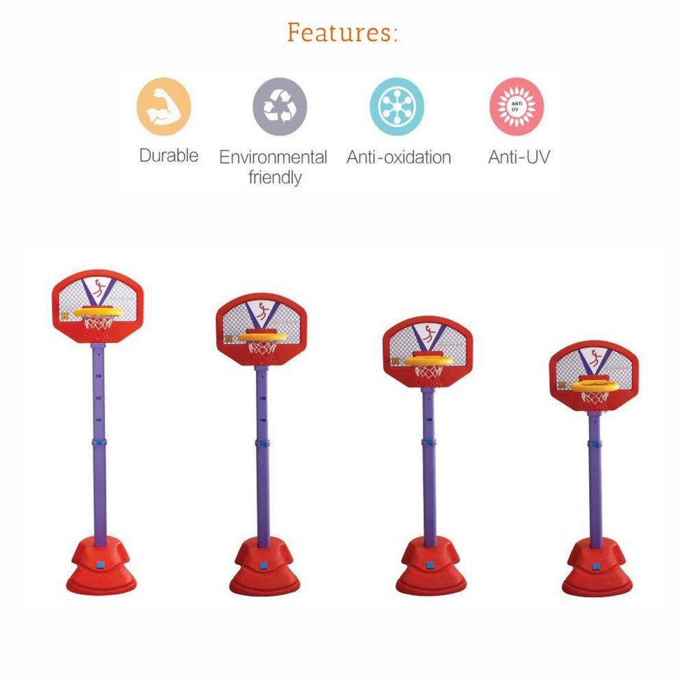 Ok Play Adjustable Basket Ball Set, Red, Ages 5 to 10 years