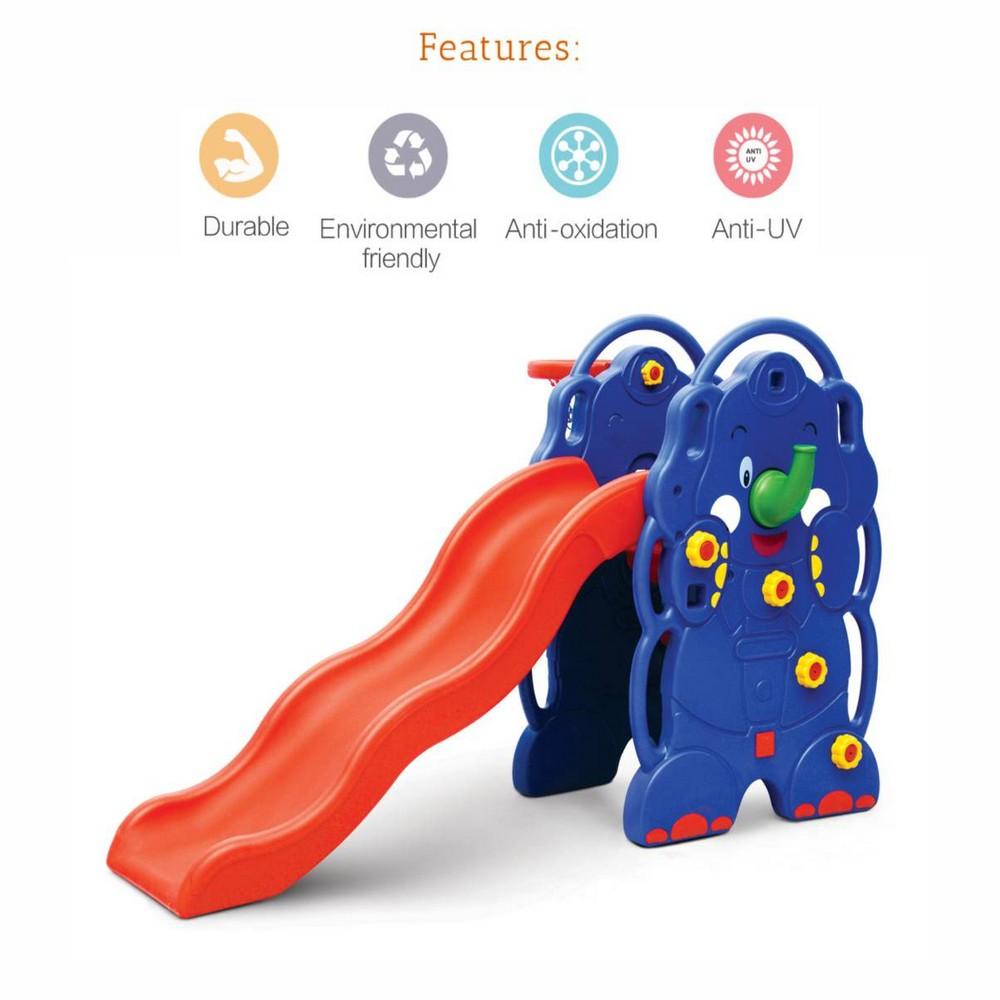 Ok Play Elephant Foldable Slide for Kids, Red & Blue, Ages 2 to 4 Years