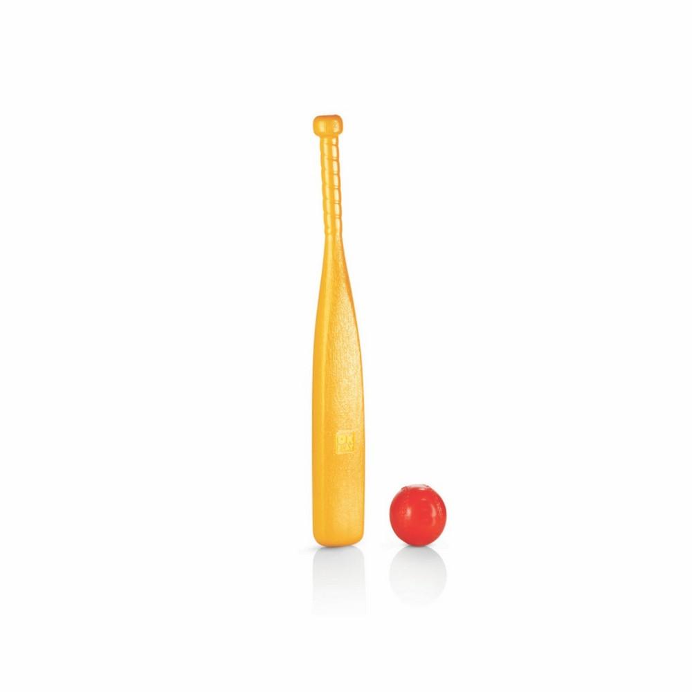 Ok Play Junior Striker Baseball Bat with Ball for Kids, Yellow & Red, Ages 5 to 10 years