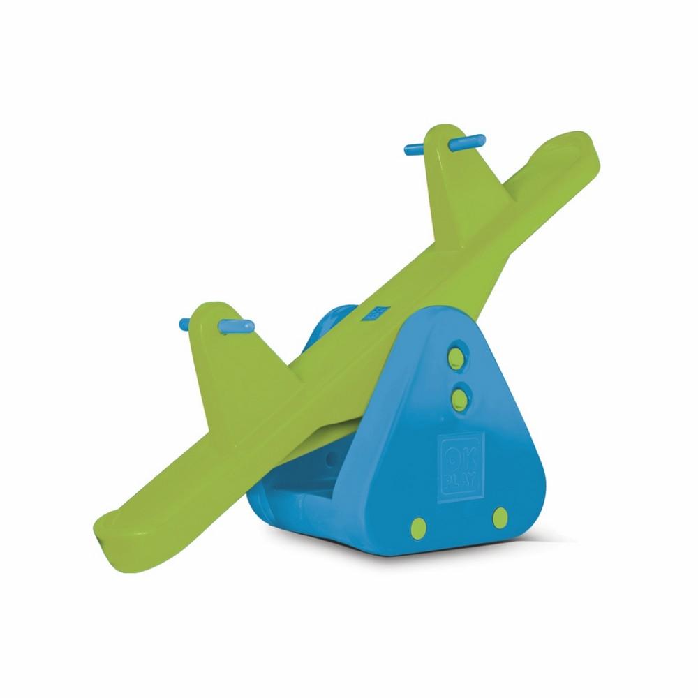Ok Play See Saw Ride On Indoor and Outdoor Rocker for Kids, Parrot Green & Blue, Ages 2 to 4 years
