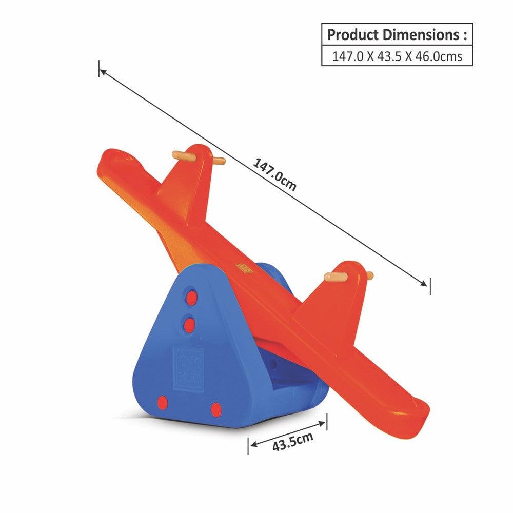 Ok Play See Saw Ride On Indoor and Outdoor Rocker for Kids, Red & Blue, Ages 2 to 4 years