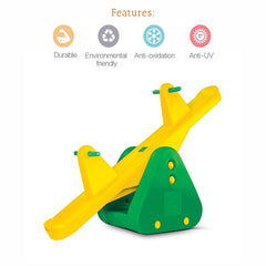 Ok Play See Saw Ride On Indoor and Outdoor Rocker for Kids, Yellow & Green, Ages 2 to 4 years