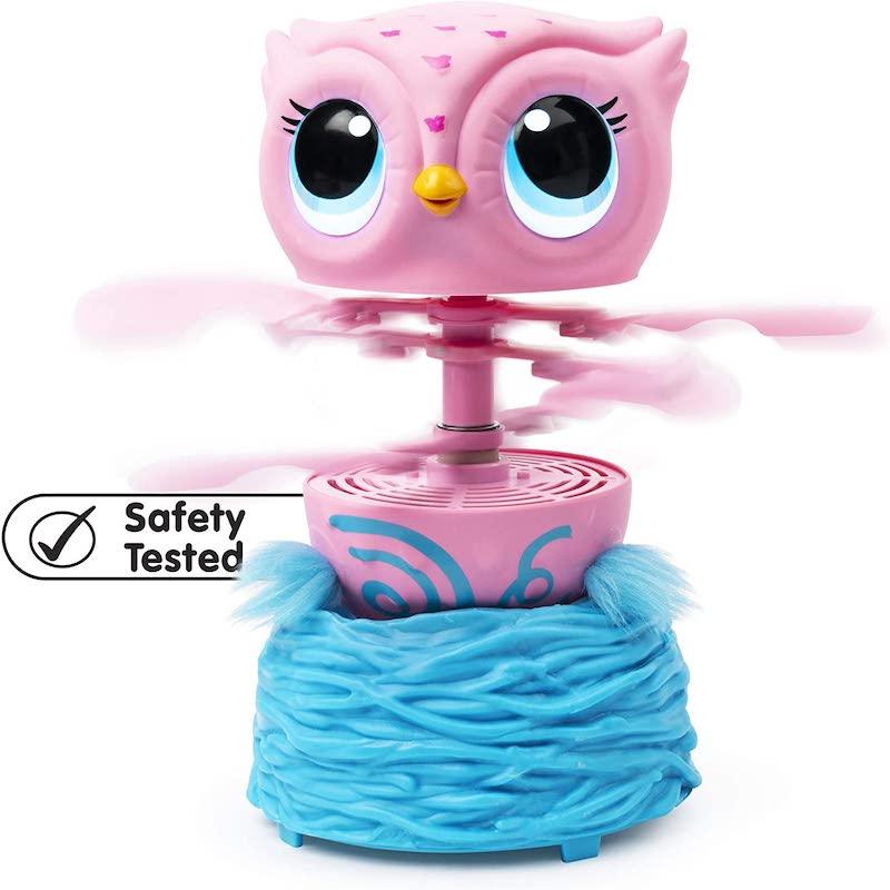 Owleez Flying Baby Owl Interactive Toy with Lights and Sounds, Pink