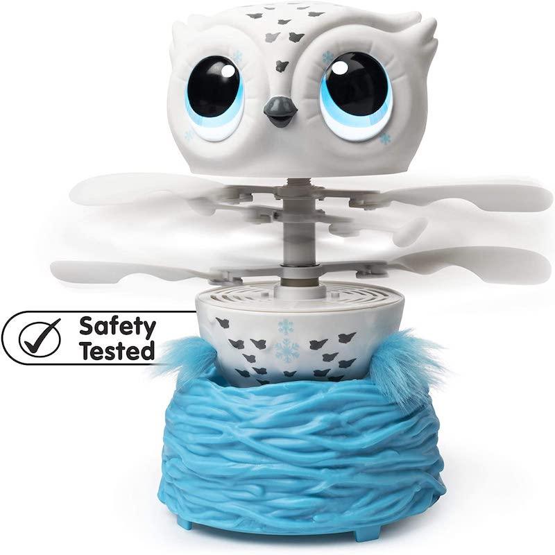 Owleez Flying Baby Owl Interactive Toy with Lights and Sounds, White