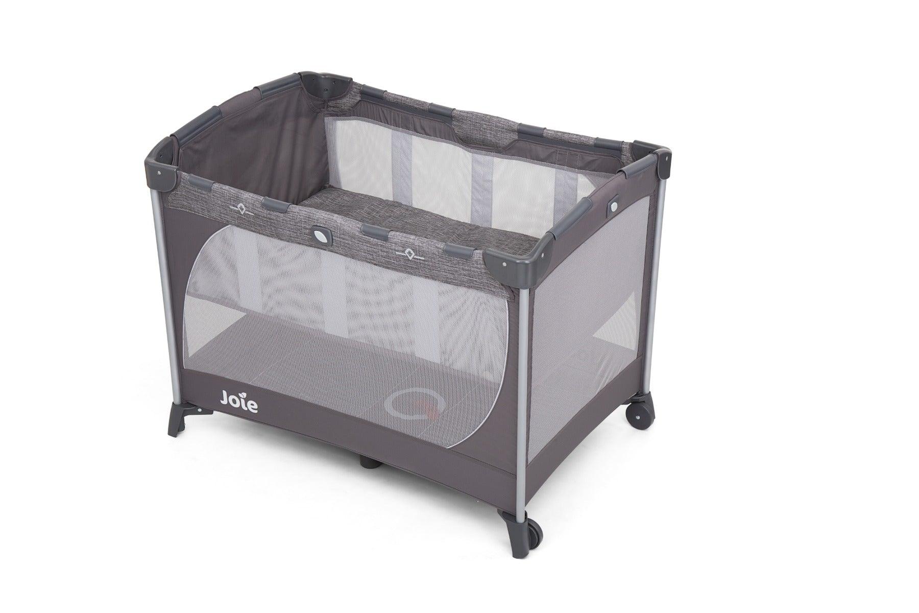 Joie Commuter Change Snooze Baby Cot Linen Grey Playard For Ages 0-3 Years