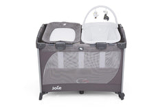 Joie Commuter Change & Snooze Baby Cot Linen Grey - Playard For Ages 0-3 Years