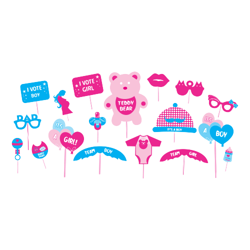 PartyCorp Baby Shower Maternity Theme Photo Booth, Photo Shoot Accessories and Props, Pack Of 18