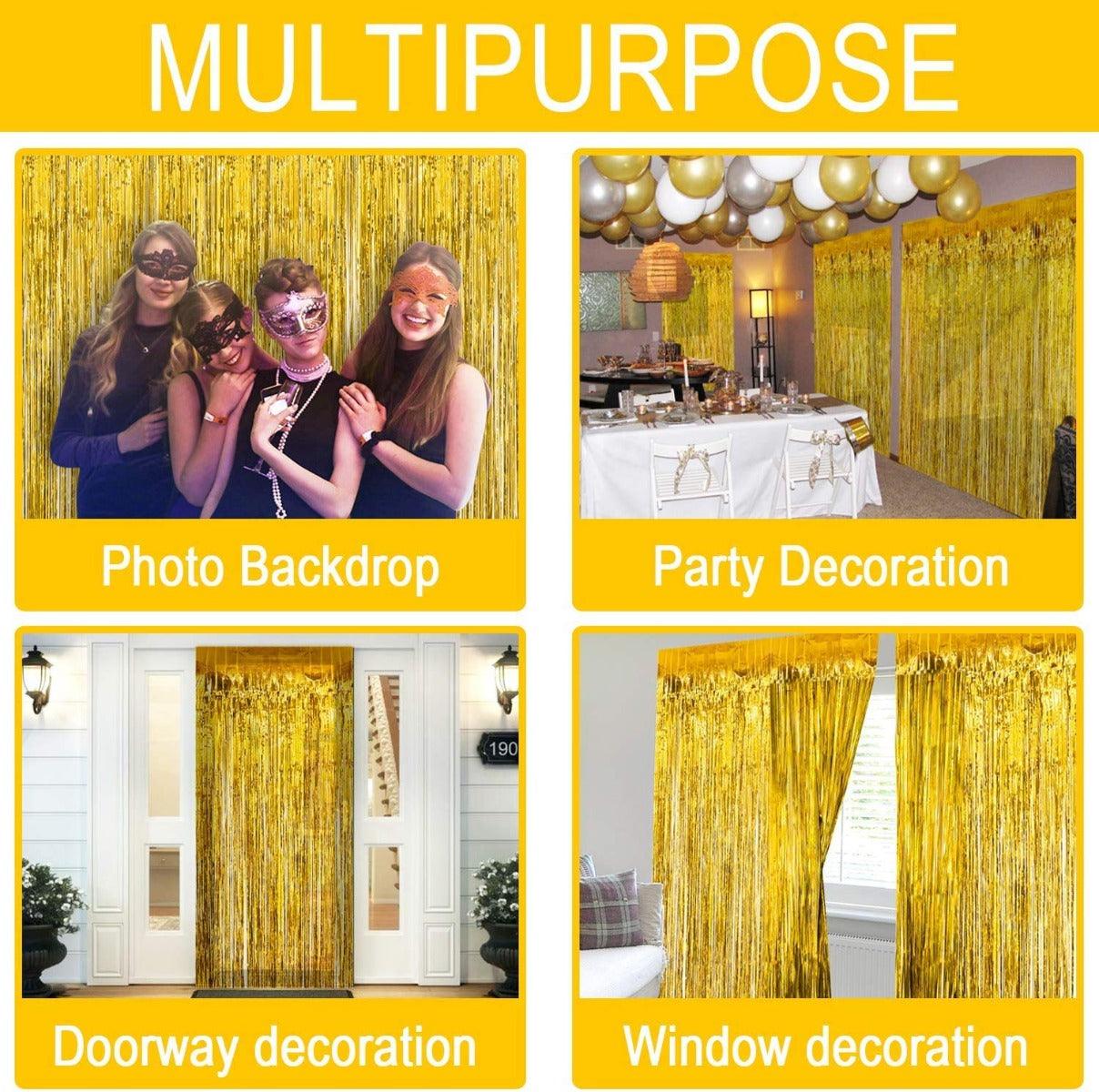 PartyCorp Big Golden Foil Curtain Fringe Set, 1 Pack