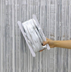 PartyCorp Big Silver Foil Curtain Fringe Set, 1 Pack