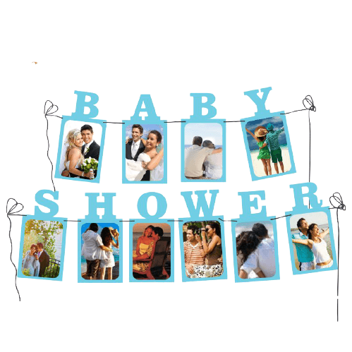 PartyCorp Blue Baby Shower Photo Banner for Party Decoration Set