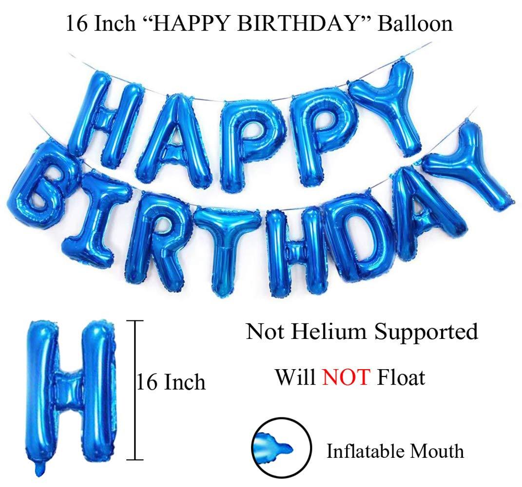 PartyCorp Blue Happy Birthday Alphabet/Letter 16 inch Foil Balloon Banner Decoration Set