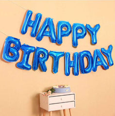 PartyCorp Blue Happy Birthday Alphabet/Letter 16 inch Foil Balloon Banner Decoration Set