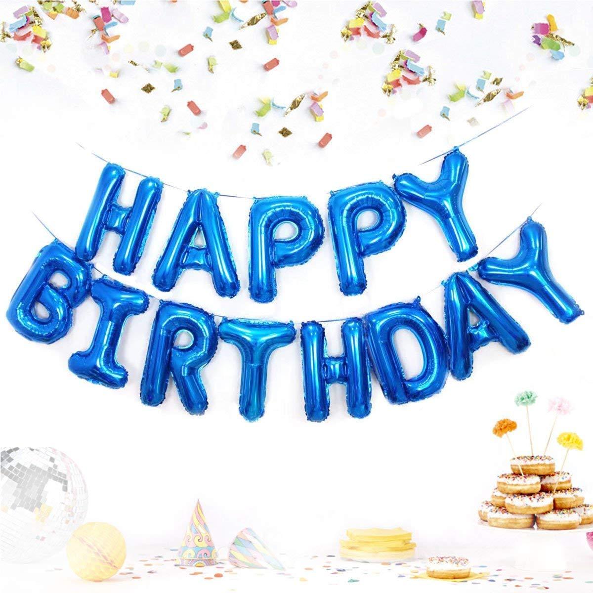 PartyCorp Blue Happy Birthday Alphabet/Letter 16 inch Foil Balloon Banner Decoration Set
