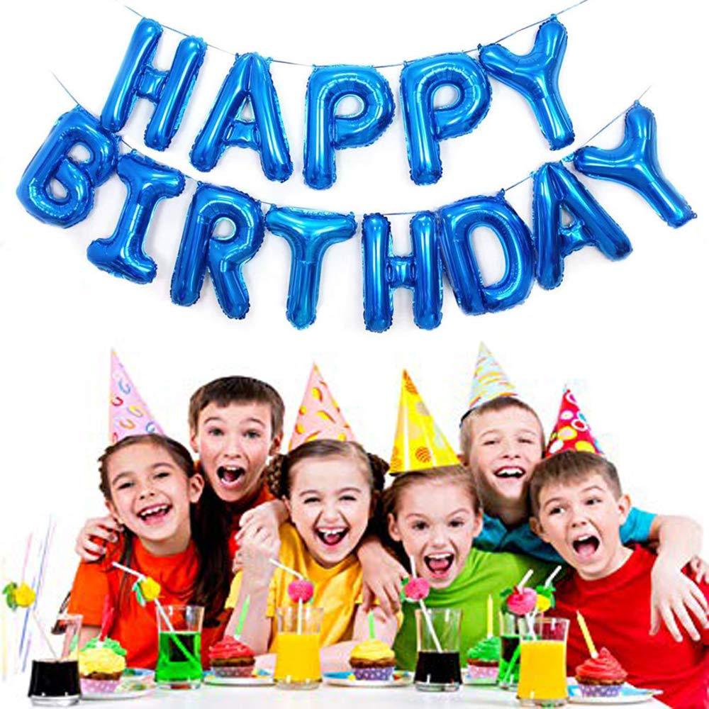 PartyCorp Blue Happy Birthday Alphabet/Letter 16 inch Foil Balloon Banner Decoration Set