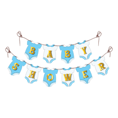 PartyCorp Blue & White Gold Text Baby Shower 3D Banner Decoration Set