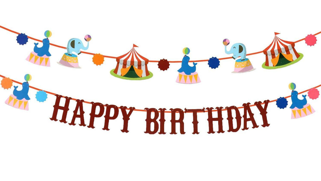 PartyCorp Circus Carnival Themed Happy Birthday Wall Banner Decoration for Kids, Birthday Party Supplies