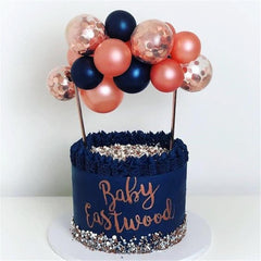 PartyCorp Dark Blue, Rose Gold and Confetti Combo Cake Topper, DIY Pack Of 10