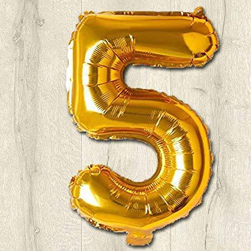 PartyCorp Five Number Digit Gold Foil Ballon, DIY 1 piece