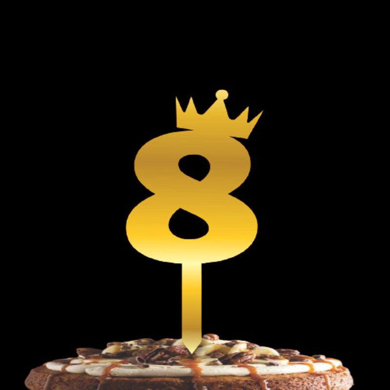 PartyCorp Gold Acrylic Number Eight Digit 6 Inch Cake Topper, 1 Piece