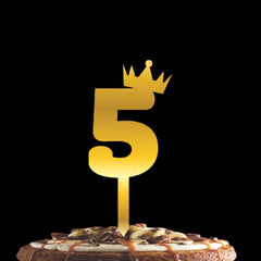 PartyCorp Gold Acrylic Number Five Digit 6 Inch Cake Topper, 1 Piece