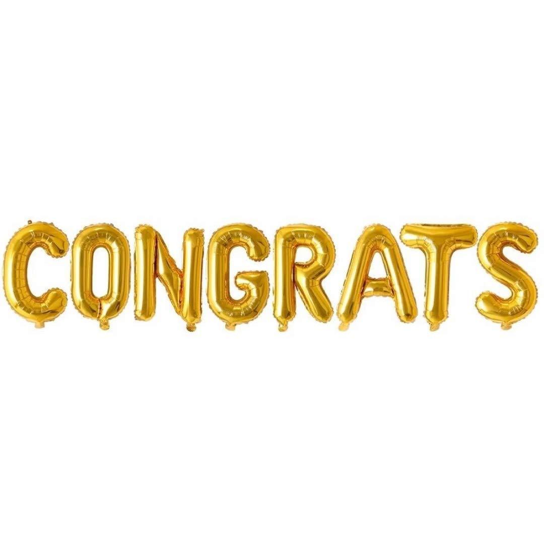 PartyCorp Gold Congrats Alphabet/Letter Foil Balloon Banner Decoration Set