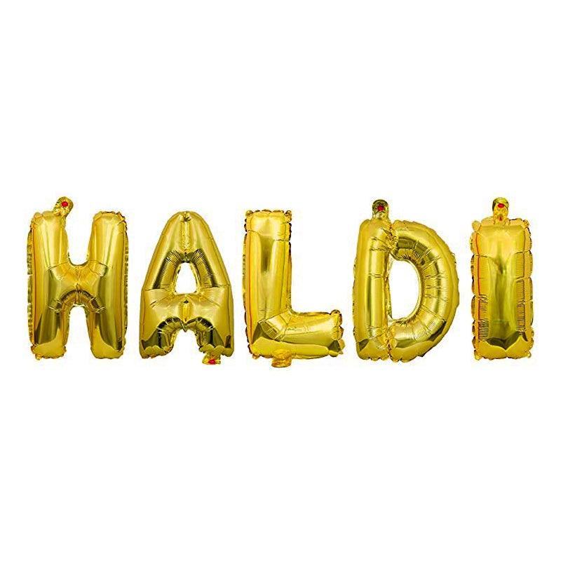 PartyCorp Gold Haldi Alphabet/Letter Foil Balloon Bannner Decoration Set