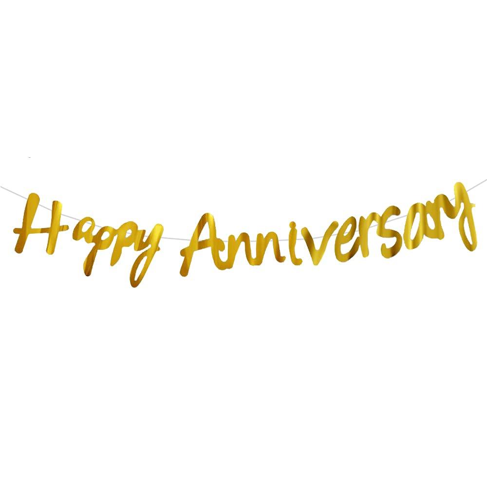 PartyCorp Gold Happy Anniversary Alphabet Letter Cut-Out Wall Banner Decoration Set