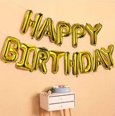 PartyCorp Gold Happy Birthday Alphabet/Letter Foil Balloon Banner Decoration for All Ages, Birthday Party Supplies