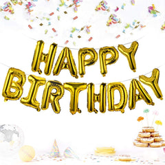 PartyCorp Gold Happy Birthday Alphabet/Letter Foil Balloon Banner Decoration for All Ages, Birthday Party Supplies